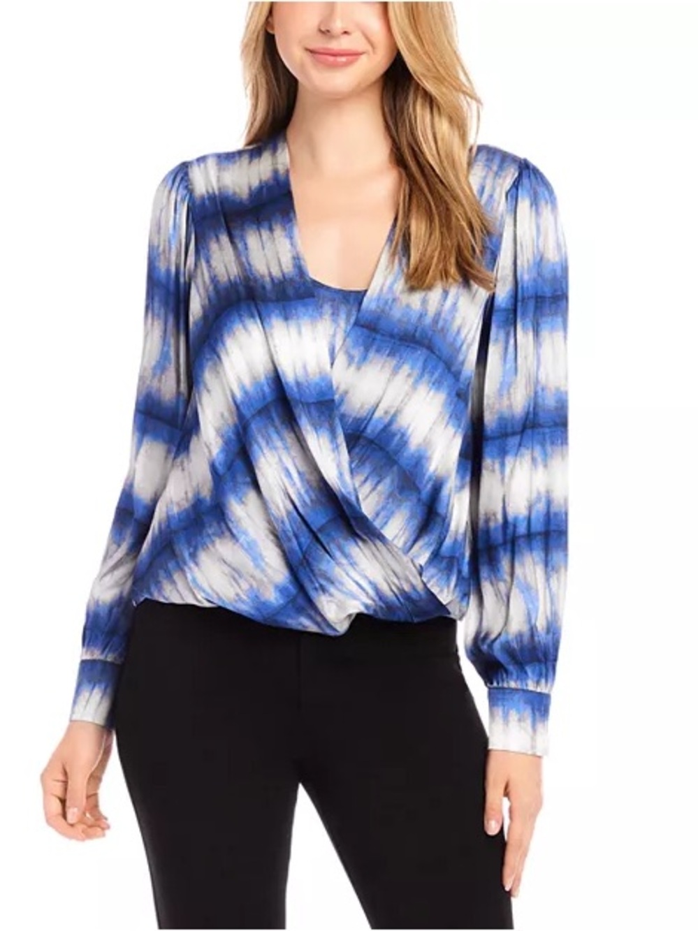 Karen Kane Drape Front Satin Top